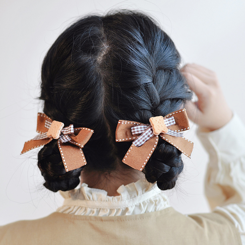 原创手工发夹日韩小熊饼干蝴蝶结