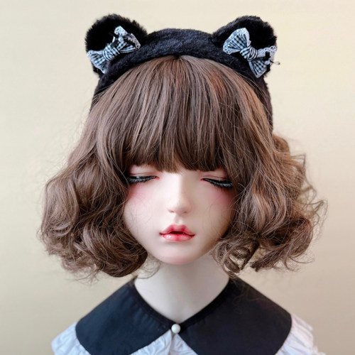 本守造原创格子蝴蝶结小熊发箍