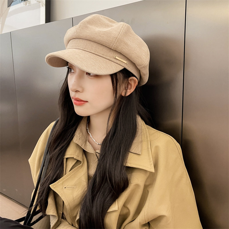 贝雷帽出游百搭女春秋冬八角帽短