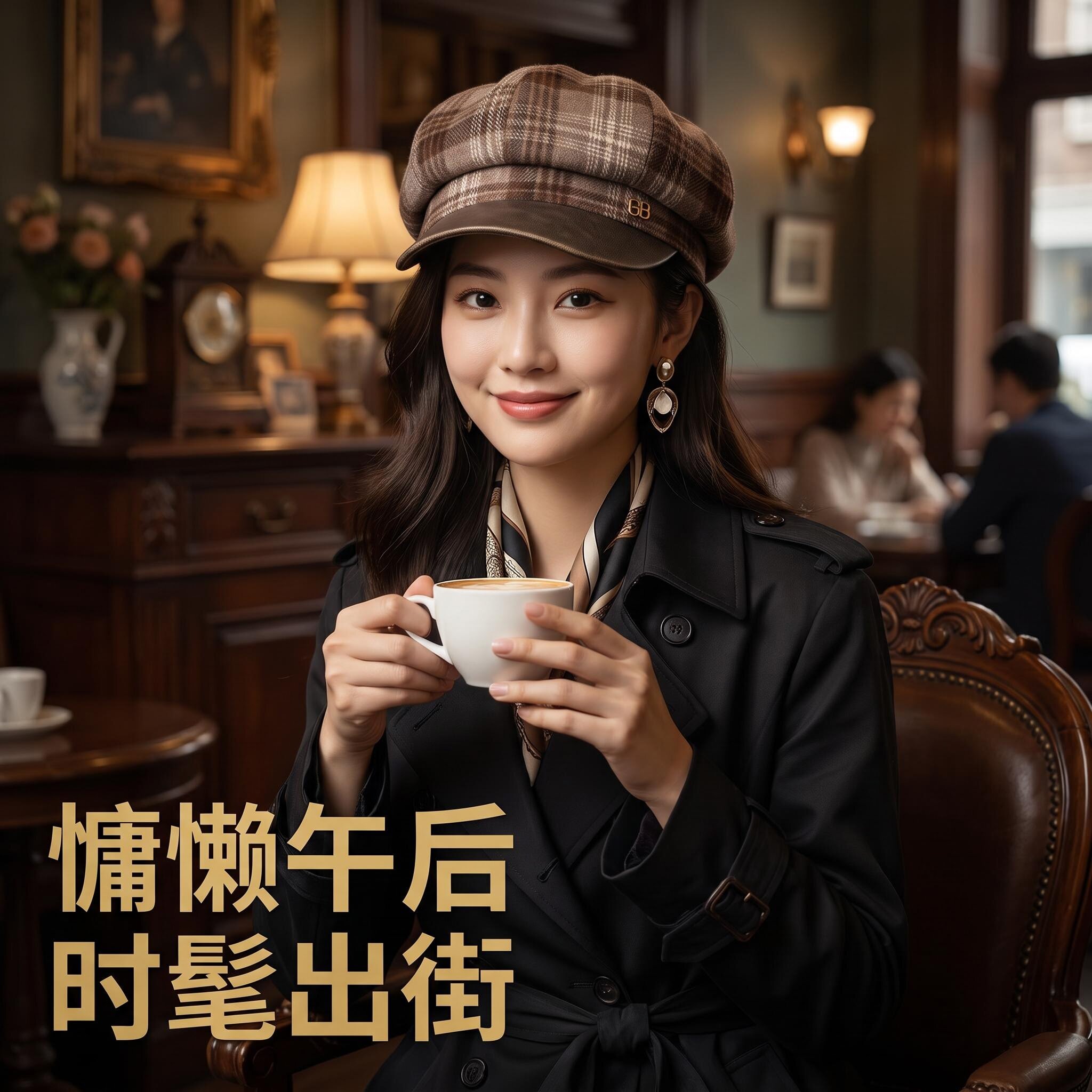 复古英伦毛呢八角帽女秋冬保暖