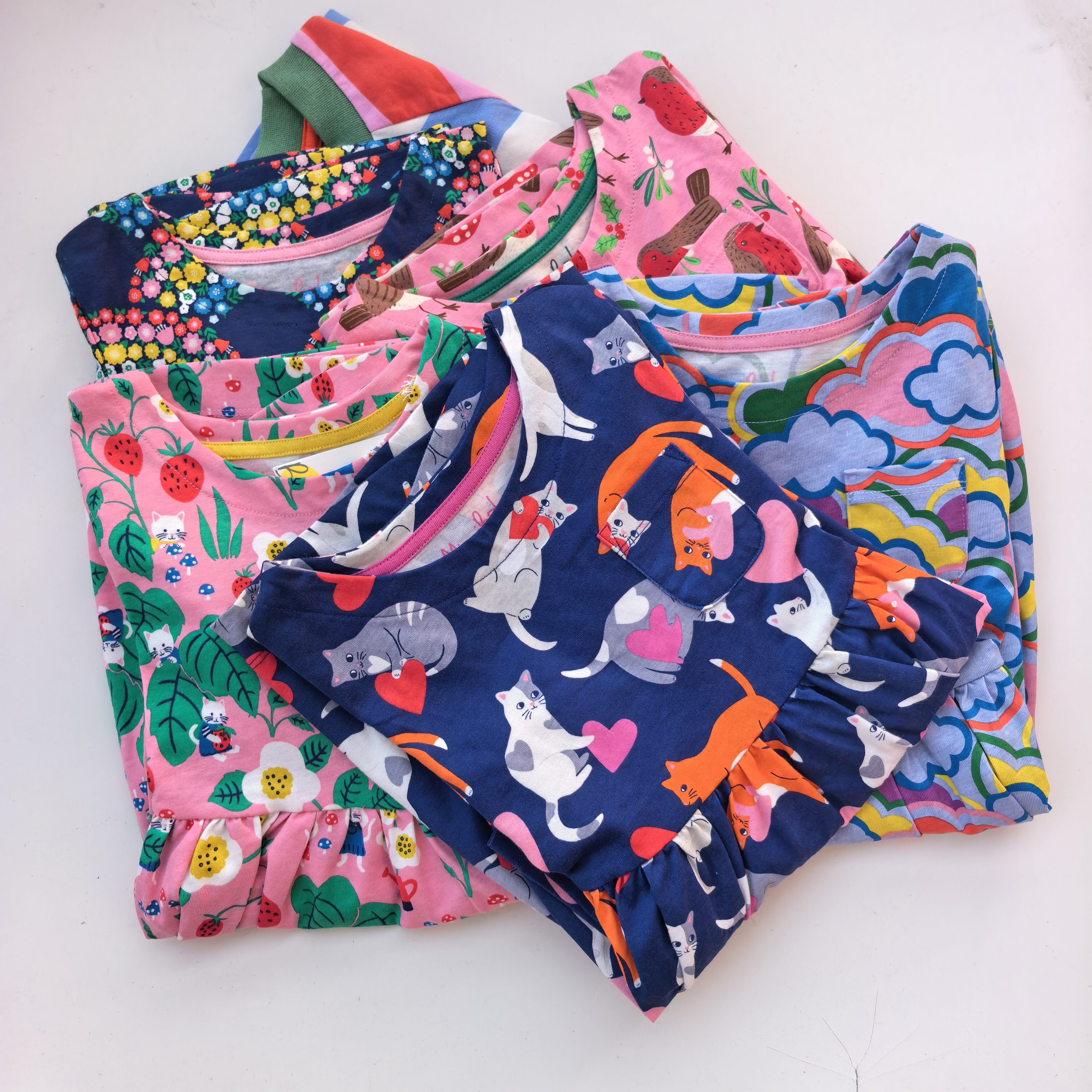 2-12码 英单bd女童纯棉圆领短袖连衣裙儿童夏季裙子