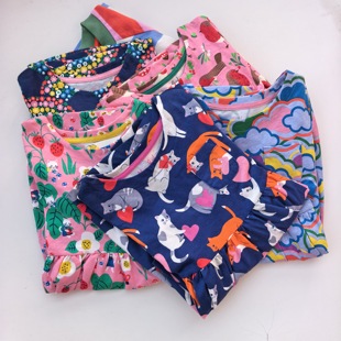 连衣裙儿童夏季 英单bd女童纯棉圆领短袖 裙子 12码