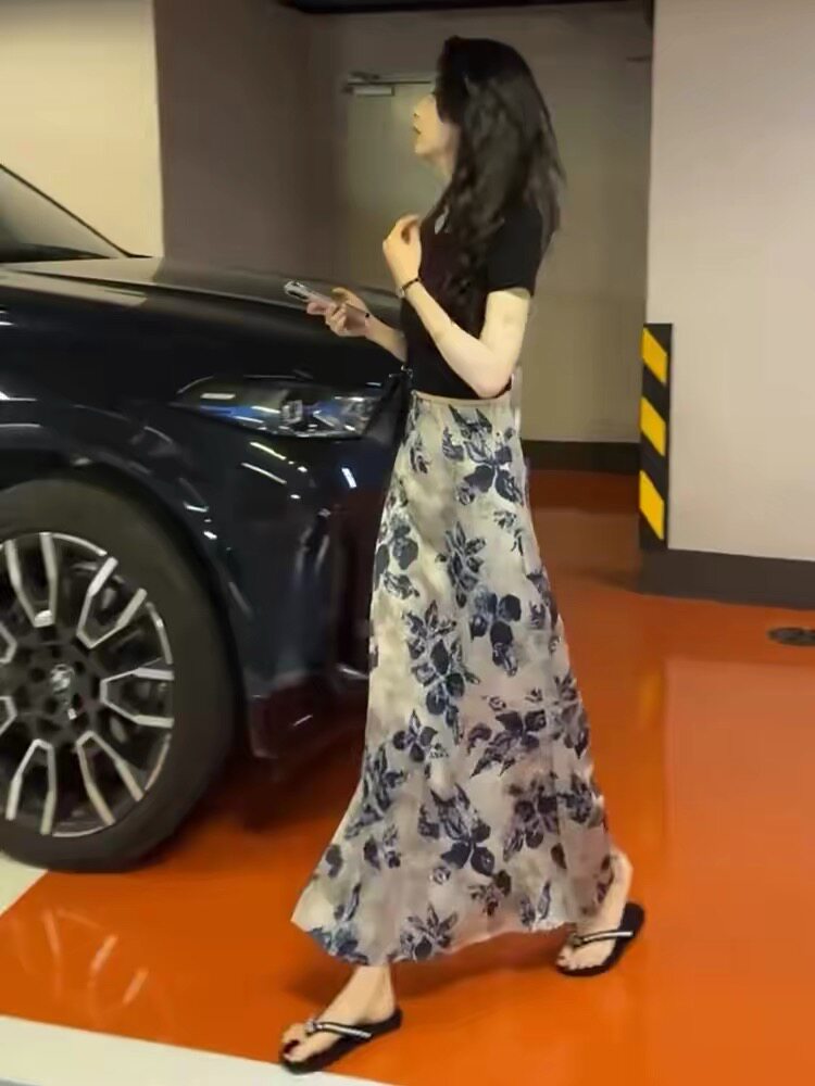 深圳南油清仓特价韩系高腰显瘦鱼尾裙女2026春夏宽松复古A字长裙