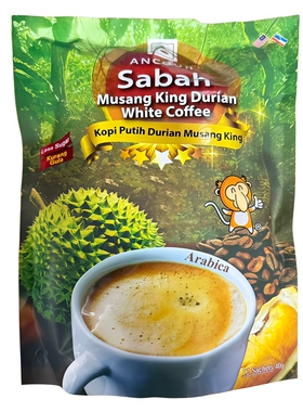 马来西亚ANCOUR Mario Coffee Durian 沙巴安购榴莲白咖啡480g