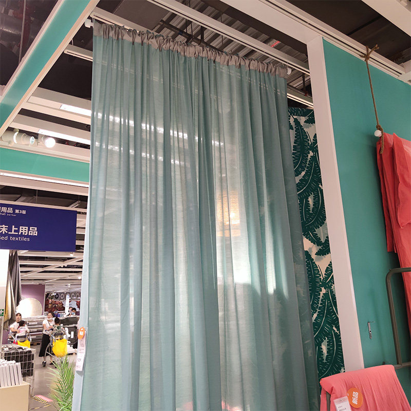 大连宜家 hilja茜利亚 窗帘2幅遮光布1.45x2.5米网红透纱窗帘