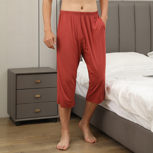 男夏新薄款 棉高弹力休闲宽松懒懒裤 八分裤 面膜透气家居 加肥大码