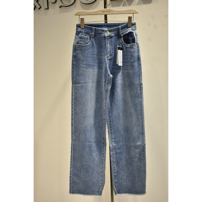 秋奕品牌女裤2026年春季新品23113百搭时尚高腰显瘦直筒牛仔裤