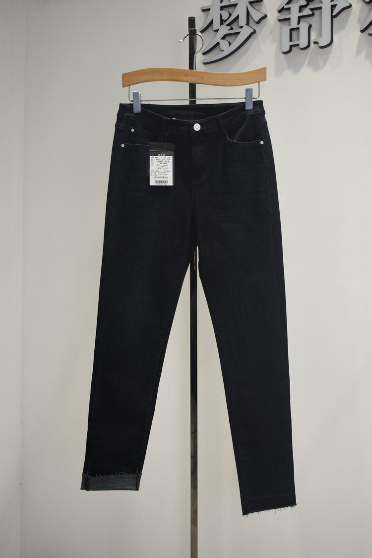 梦舒雅女裤2026春季新款10589272修身时尚弹力加厚小直筒牛仔裤