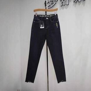 梦舒雅女裤2026春季新款10589271专柜修身时尚大码小直筒牛仔加厚
