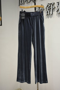 梦舒雅女裤2023秋季新款11388297专柜金丝绒显瘦大码松紧腰阔腿裤