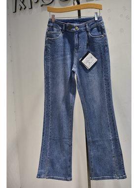 秋奕品牌女裤2026年春季新品23119时尚高腰显瘦舒适开衩牛仔裤