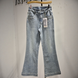 品牌女裤2026春季专柜新品时尚舒适高腰显瘦微喇牛仔裤M7775