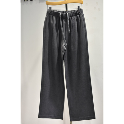 秋奕品牌女裤2026年春季新品66259休闲松紧腰舒适显瘦高腰阔腿裤