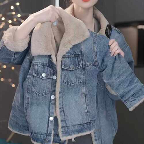 2026新款女童加厚牛仔外套冬装