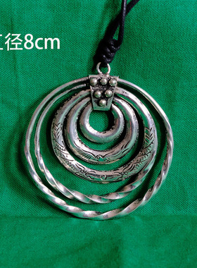 民族风毛衣链复古多层圆环吊坠