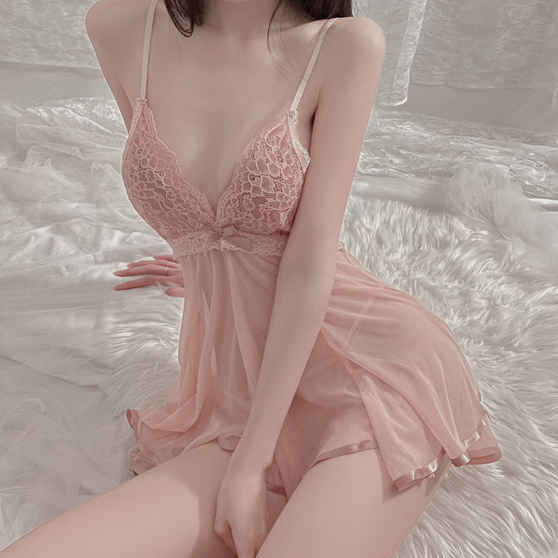 性感睡衣女款2026新款夏季超薄精致蕾丝吊带睡裙透明透视薄款短裙