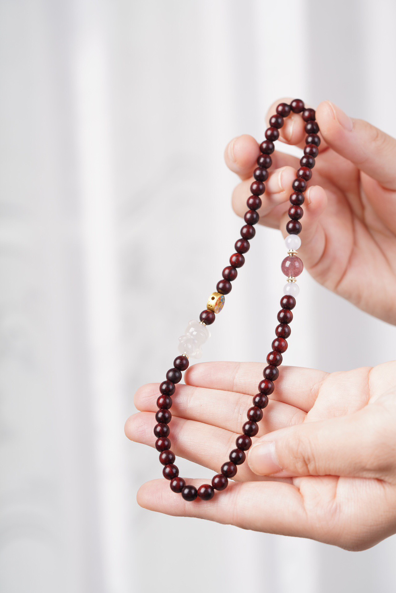 手串男女款印度小叶紫檀高密顺纹佛珠手链文玩念珠收藏送礼