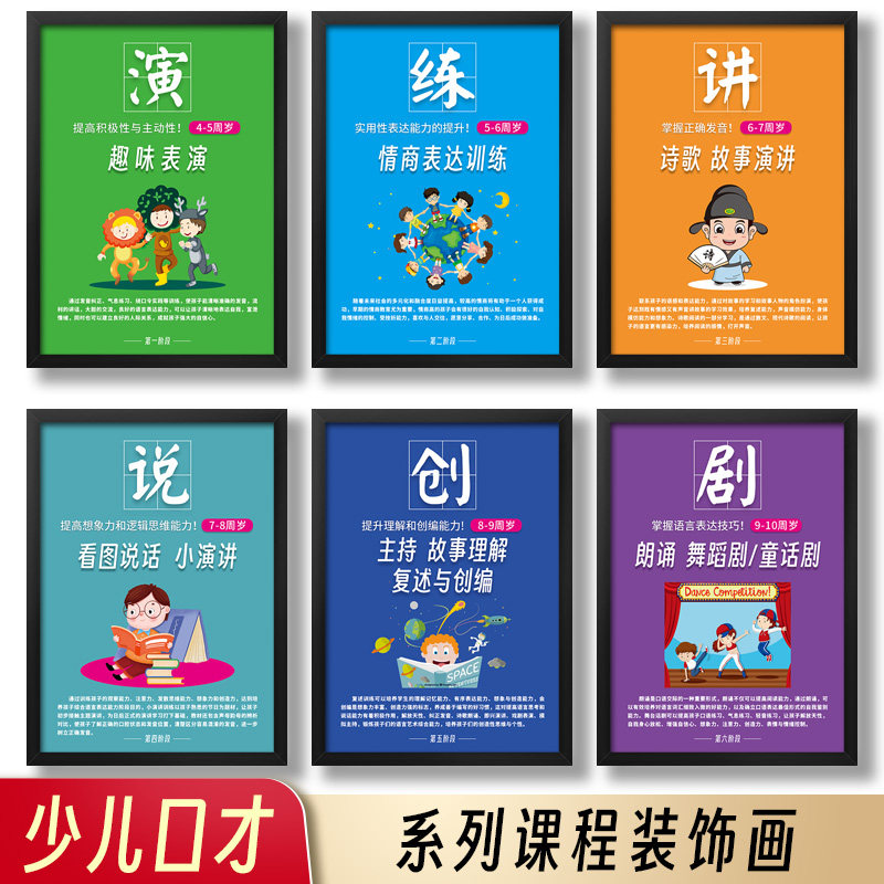 小主持少儿口才装饰画语言类播音演讲艺术培训课程班级教室布置