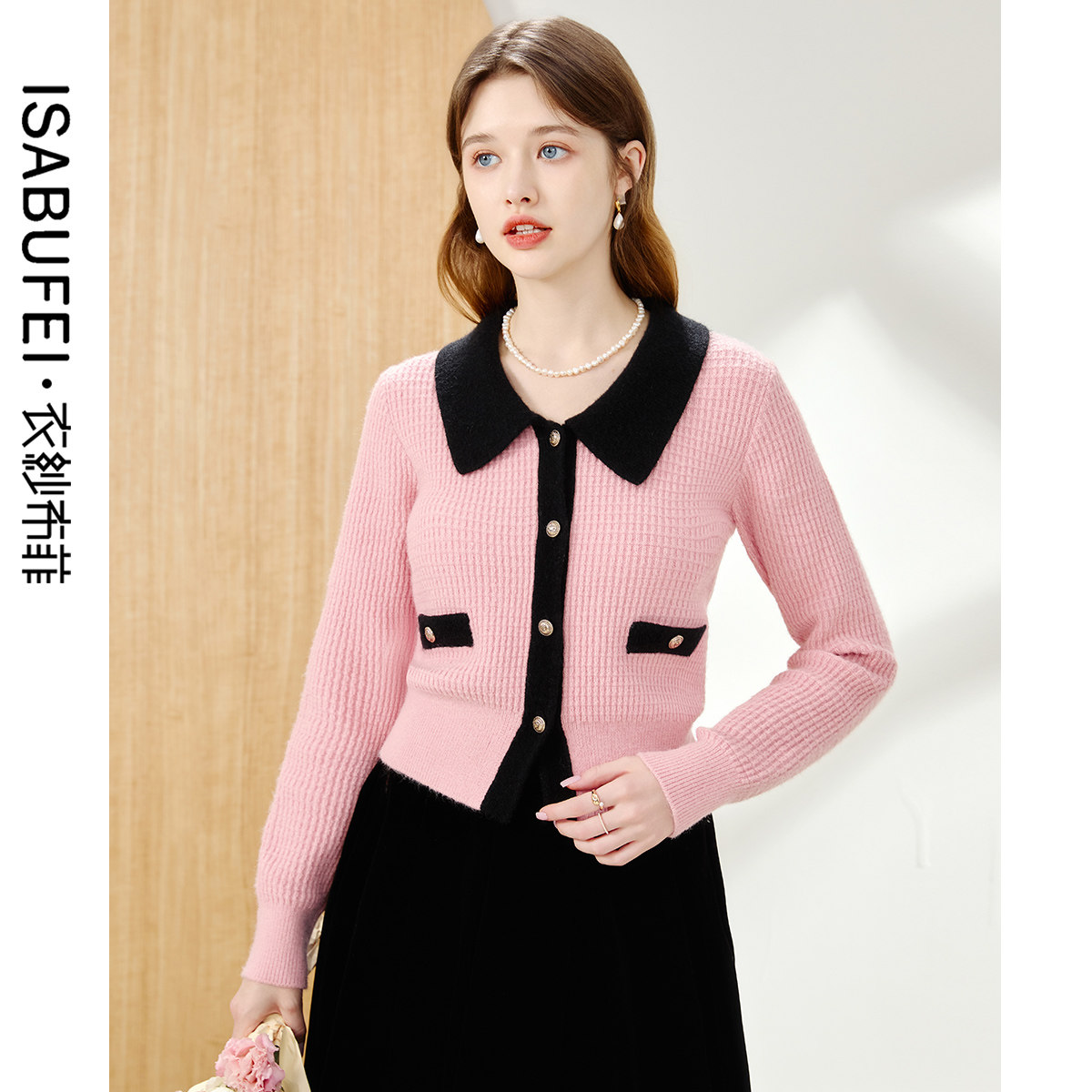 衣纱布菲柔樱 甜美奶昔粉翻领修身毛衣冬新款复古减龄上衣女,女装/女士精品,毛衣,淘宝优惠券,粉丝福利购,淘宝优惠卷