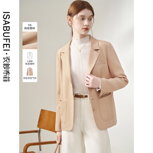 外套复古风纯色修身 衣纱布菲2025秋装 显瘦西装 复古修身 榛蕊 新款