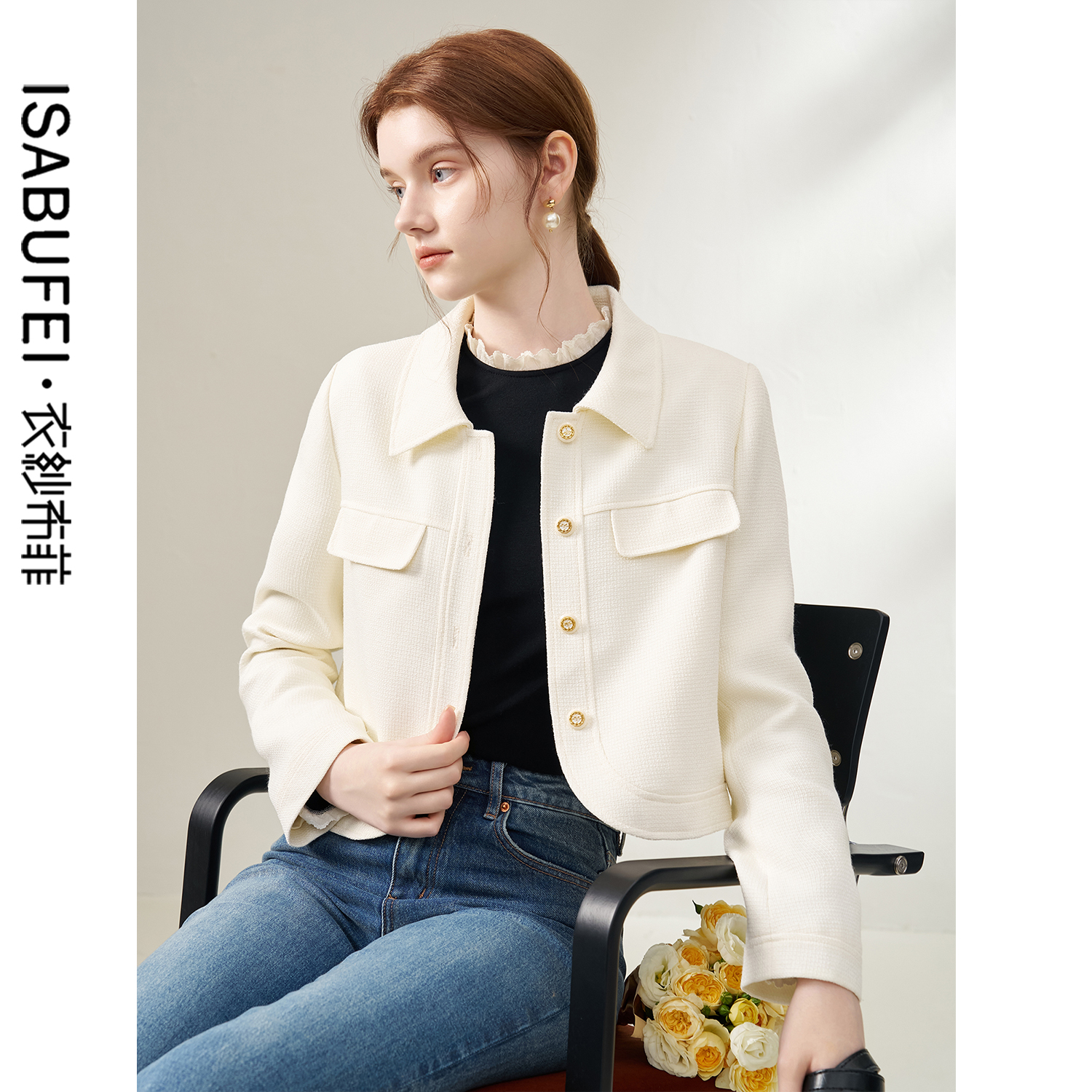 衣纱布菲肌理小香风纯色短外套