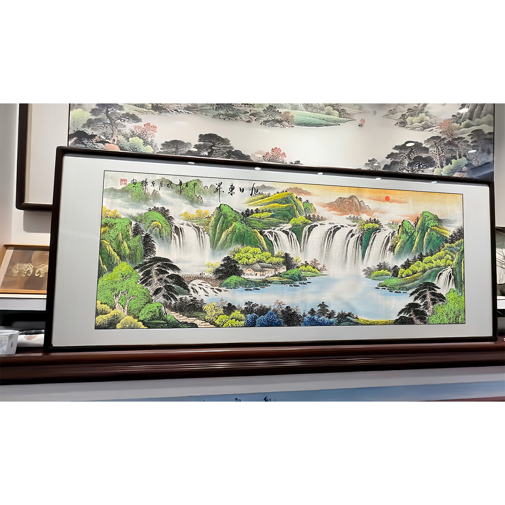旭日东升纯手绘装饰风景画山水画