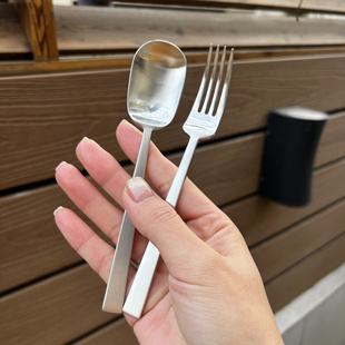 18-10不锈钢长头甜品勺吃饭勺子咖啡勺水果叉儿童叉便携餐具学生