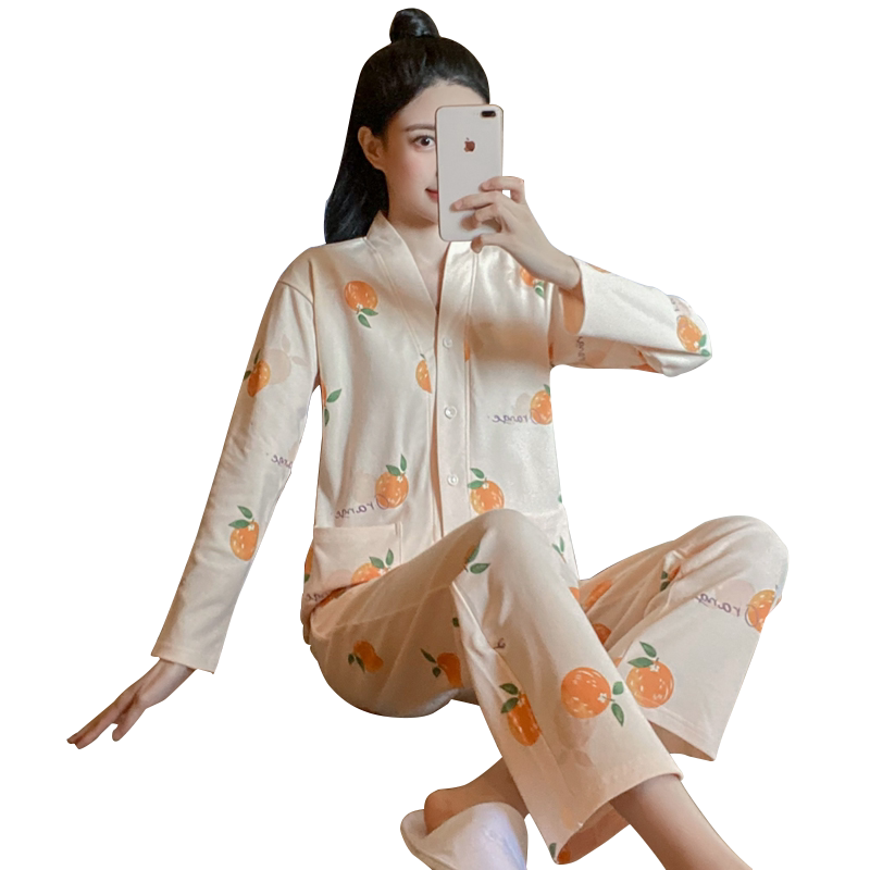 睡衣女秋季长袖纯棉开衫清新甜美