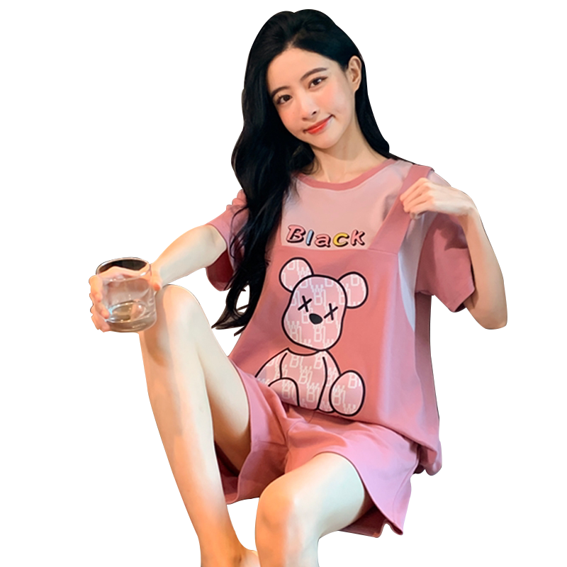 睡衣女夏纯棉可爱卡通短袖可外穿