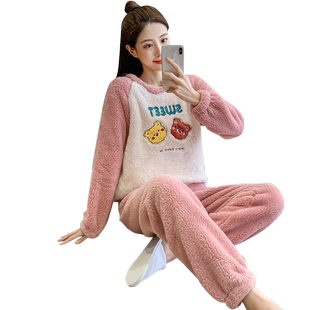 珊瑚绒睡衣女款秋冬款卡通可爱加厚法兰绒套装2025新款冬季家居服
