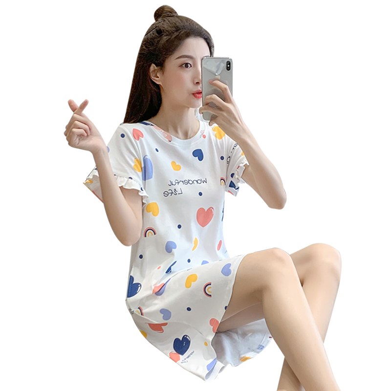 睡裙夏纯棉短袖薄款可爱少女学生