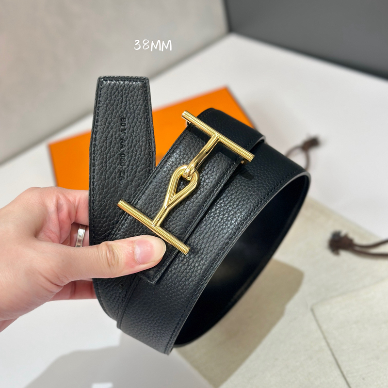 H家新款男士皮带双面小牛皮真皮简约时尚商务休闲高档品牌裤腰带
