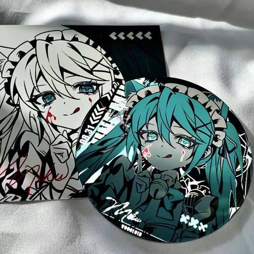 miku初音未来女仆双闪反光吧唧可爱徽章二次元周边自制同人谷子