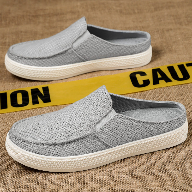 一脚蹬鞋男夏季透气休闲舒适爸爸鞋外穿拖鞋居家潮流半托平底防滑