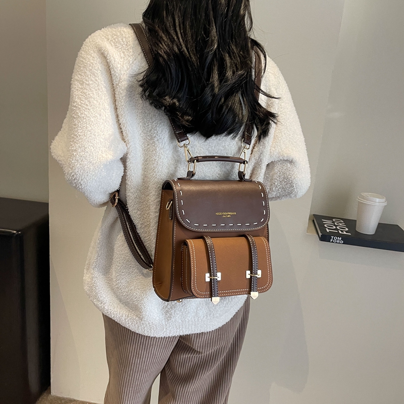 韩版时尚女双肩包三用背包磨砂