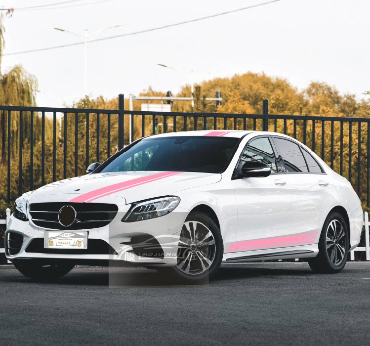 新c级改装c63贴纸 c260l e级e63 cla级装饰车身侧裙拉花车贴