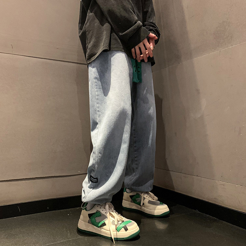 2025男装秋冬新款宽松束脚抽绳松紧腰牛仔裤D201-DM170-P45,男装牛仔裤,电商D321-1