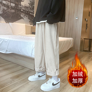 纯色宽松哦直筒加绒休闲裤D201-DM92J-P50
