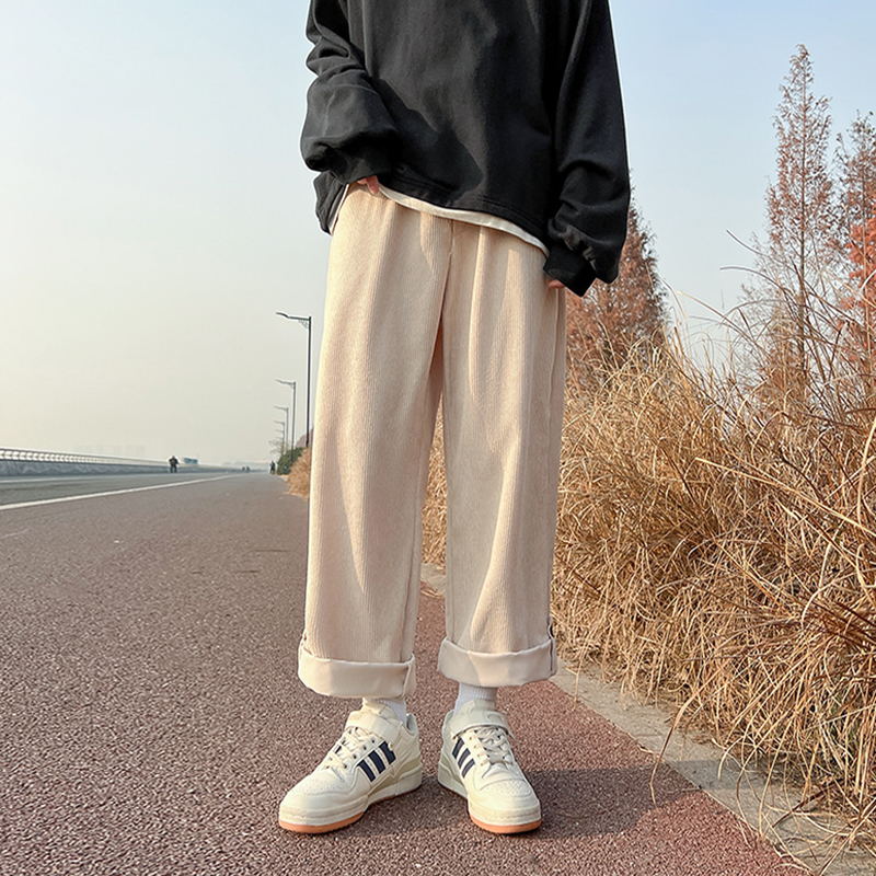 D201*DM92-P40现货港风灯芯绒秋装男款松紧腰纯色休闲裤运动裤，女装休闲裤，电商D321-1