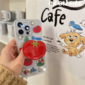 原创韩国ins卡通可爱小众红色西红柿小熊罐头适用17苹果16promax透明手机壳iPhone15plus14pro13