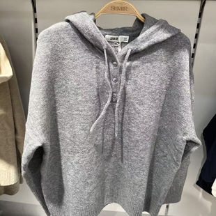 森马毛衣女2025冬季 101725107019 连帽宽松落肩简约百搭森柔毛衫