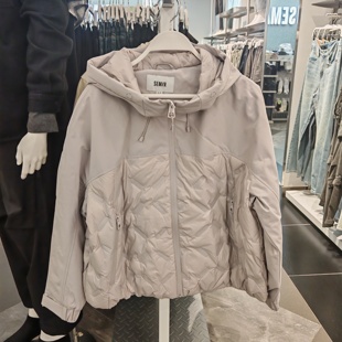 上衣 拼接三防90绒子轻薄宽松2025新款 商场同款 森马羽绒服女冬季