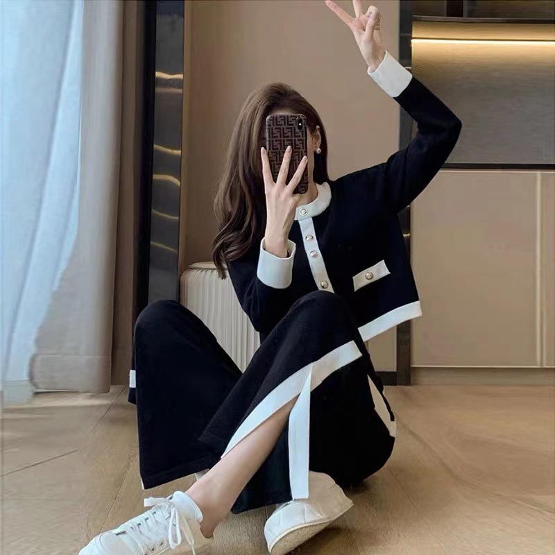 小香风运动休闲套装女秋2025新款气质时髦显瘦欧货阔腿裤两件套潮