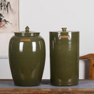 景德镇陶瓷米缸20斤茶叶末釉水缸面粉缸带盖家用厨房储米桶茶叶饼