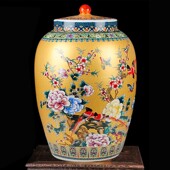 景德镇陶瓷带盖米缸20斤30斤50斤装 米桶酒缸油缸水缸储米罐泡菜缸