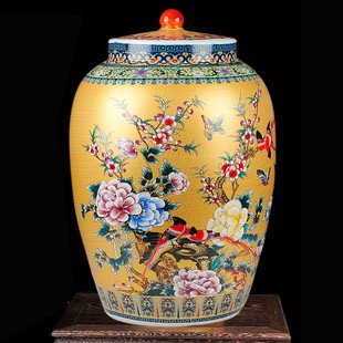 景德镇陶瓷带盖米缸20斤30斤50斤装 米桶酒缸油缸水缸储米罐泡菜缸