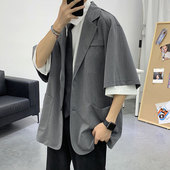 小西装 西服男潮流韩版 薄款 外套ins港风夏季 宽松潮牌帅气百搭短袖