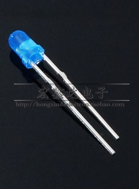 1K装 3mm蓝色蓝光蓝灯珠 F3高亮发光二极管 直插白发蓝LED 1K=20