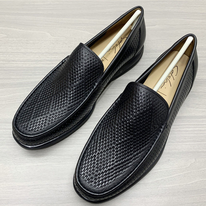 商场撤柜 夏季牛皮套脚商务休闲皮鞋男缕空透气真皮凉鞋减震耐磨