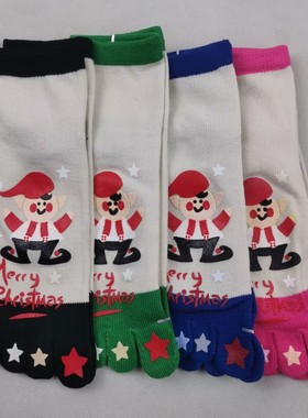 日单五指袜子女春夏秋季棉混袜薄款透气点胶卡通日系中筒袜女袜